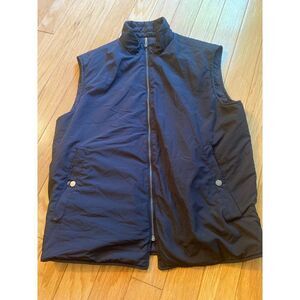 Murano Men's reversible casual fall zip up navy blue/grey vest size medium
